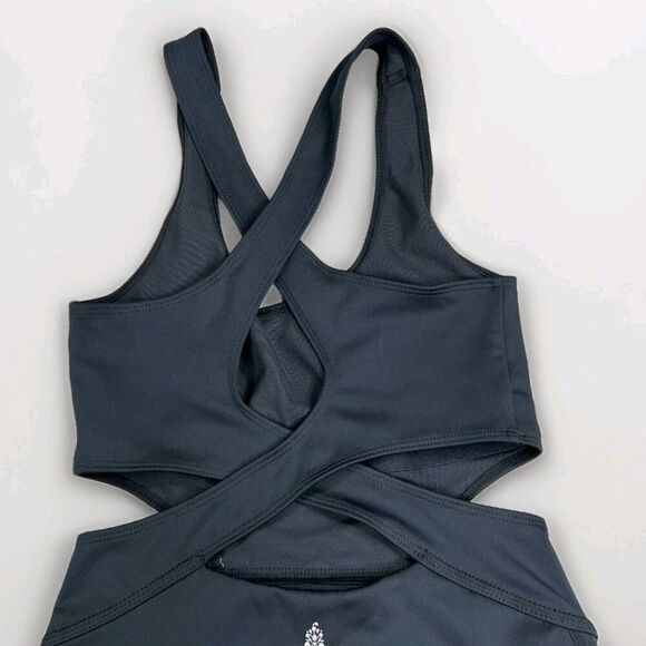 Free People Movement Back It Up Romper Jumpsuit Bodysuit Leotard Black Sz XS NWT - Picture 7 of 9